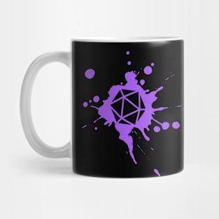 Purple 20 Sided Dice Paint Splatter Spraypaint Dungeons Crawler and Dragons Slayer Tabletop RPG Addict Mug